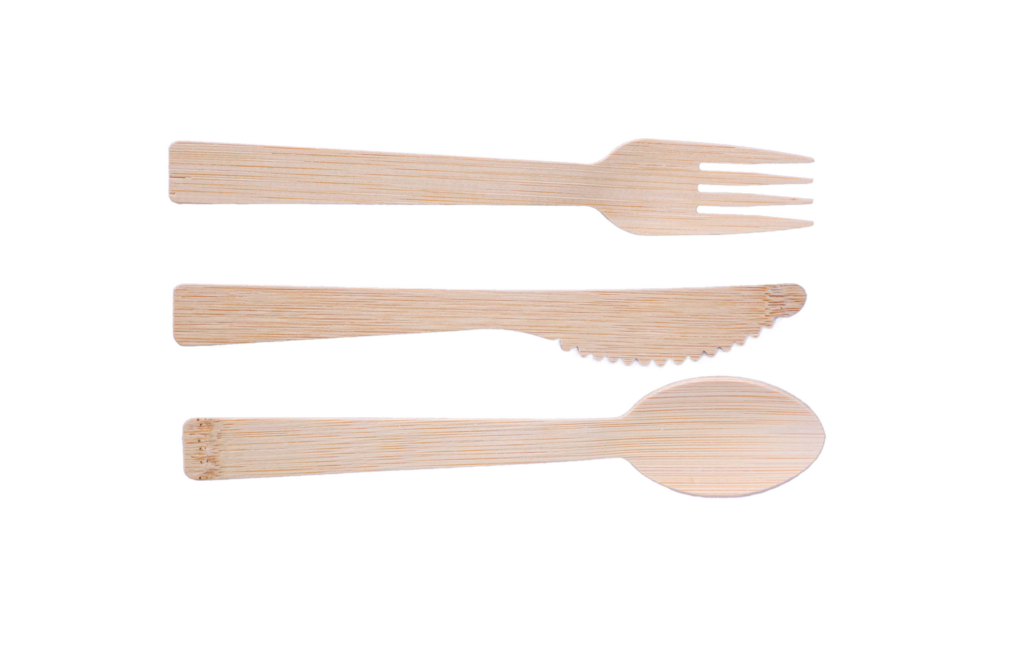 Bamboo Utensil Cutlery Set Disposable 100 pc (50 forks, 25 spoons, 25 knives)